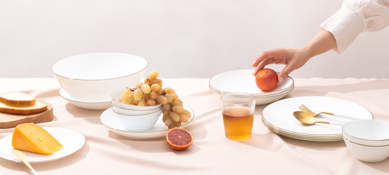 Opalware Round O Golden rim