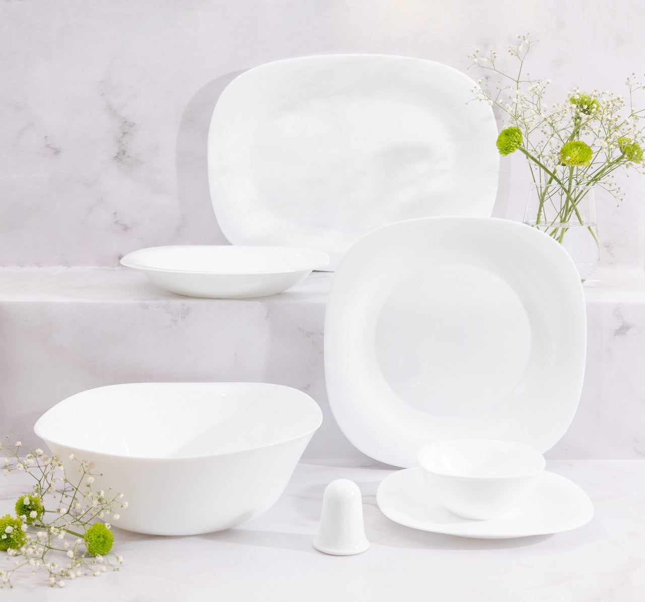 Opalware set Square White