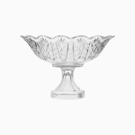 Clear glass bowl with decorative design