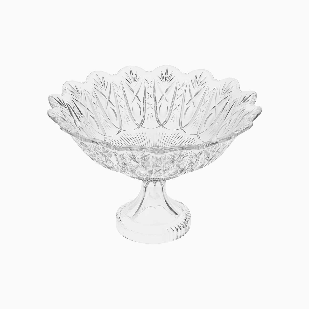 Clear glass bowl with intricate designs