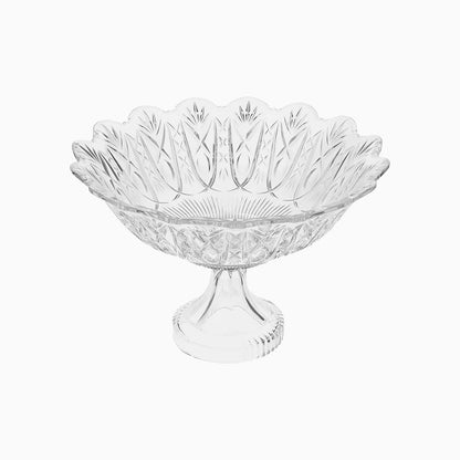 Clear glass bowl with intricate designs