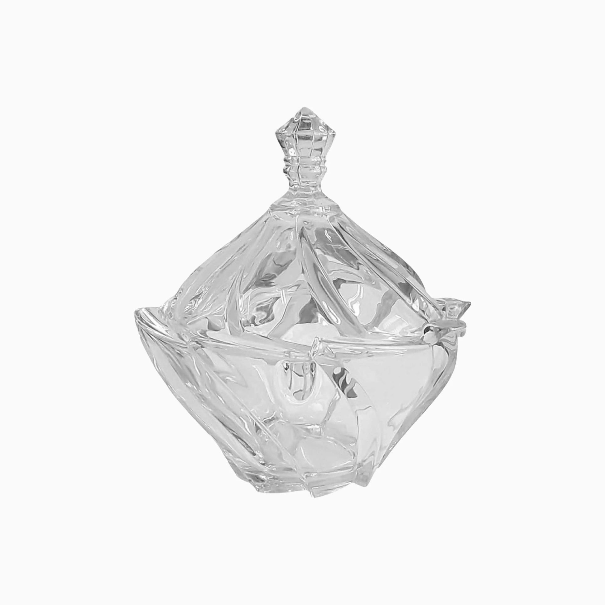 Clear glass candy bowl with lid