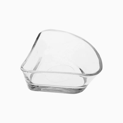 Clear glass bowl on a white background