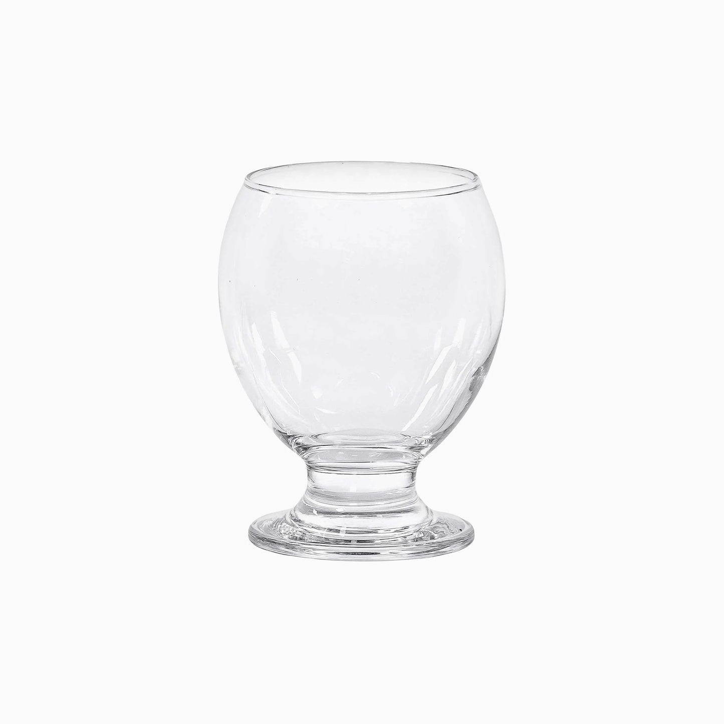 Clear glass goblet on a white background