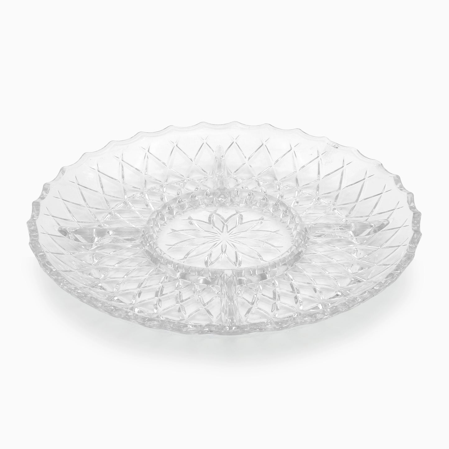 Round Glass Serving Section Plate | Code: 37G97F21