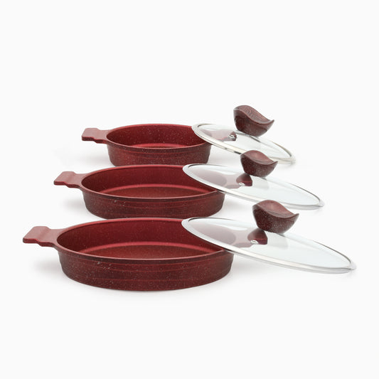 Poêle à frire | Rouge - 6 pièces