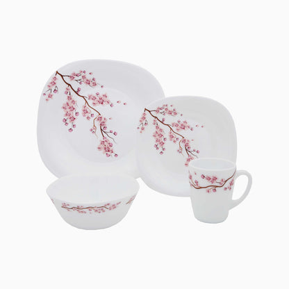 Opal set with cherry blossom design on a white background